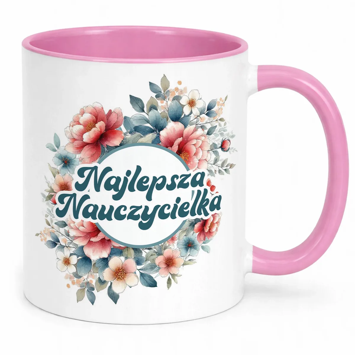 Kubek Różowy Najlepsza Nauczycielka Dzień Nauczyciela Prezent