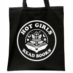 Torba bawełniana czarna na zakupy Hot Girls Read Books Dla Fanów Książek
