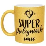 Złoty kubek brokatowy Personalizowany Super Pielęgniarka Prezent Upominek