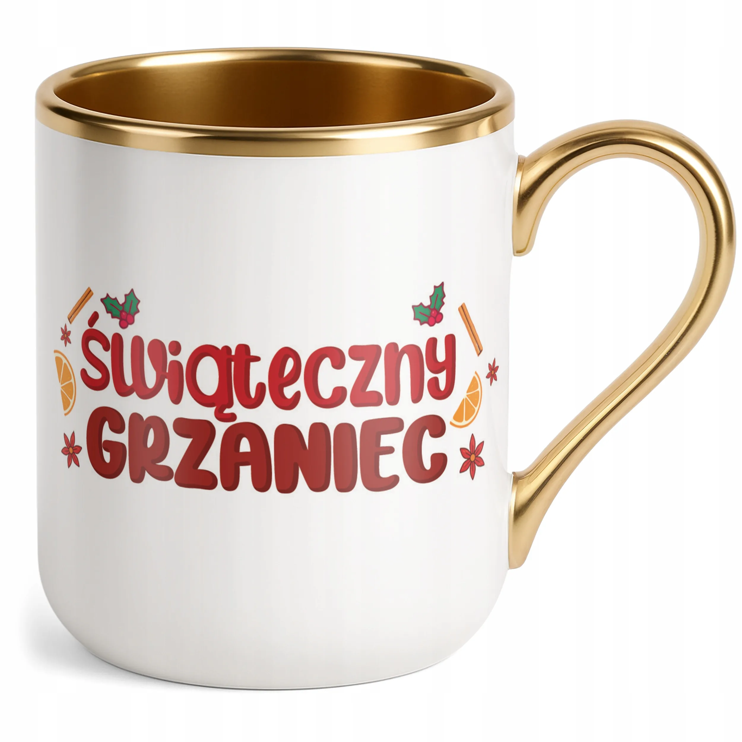 Kubek Premium Złoty Świąteczny Świąteczny Grzaniec Boże Narodzenie