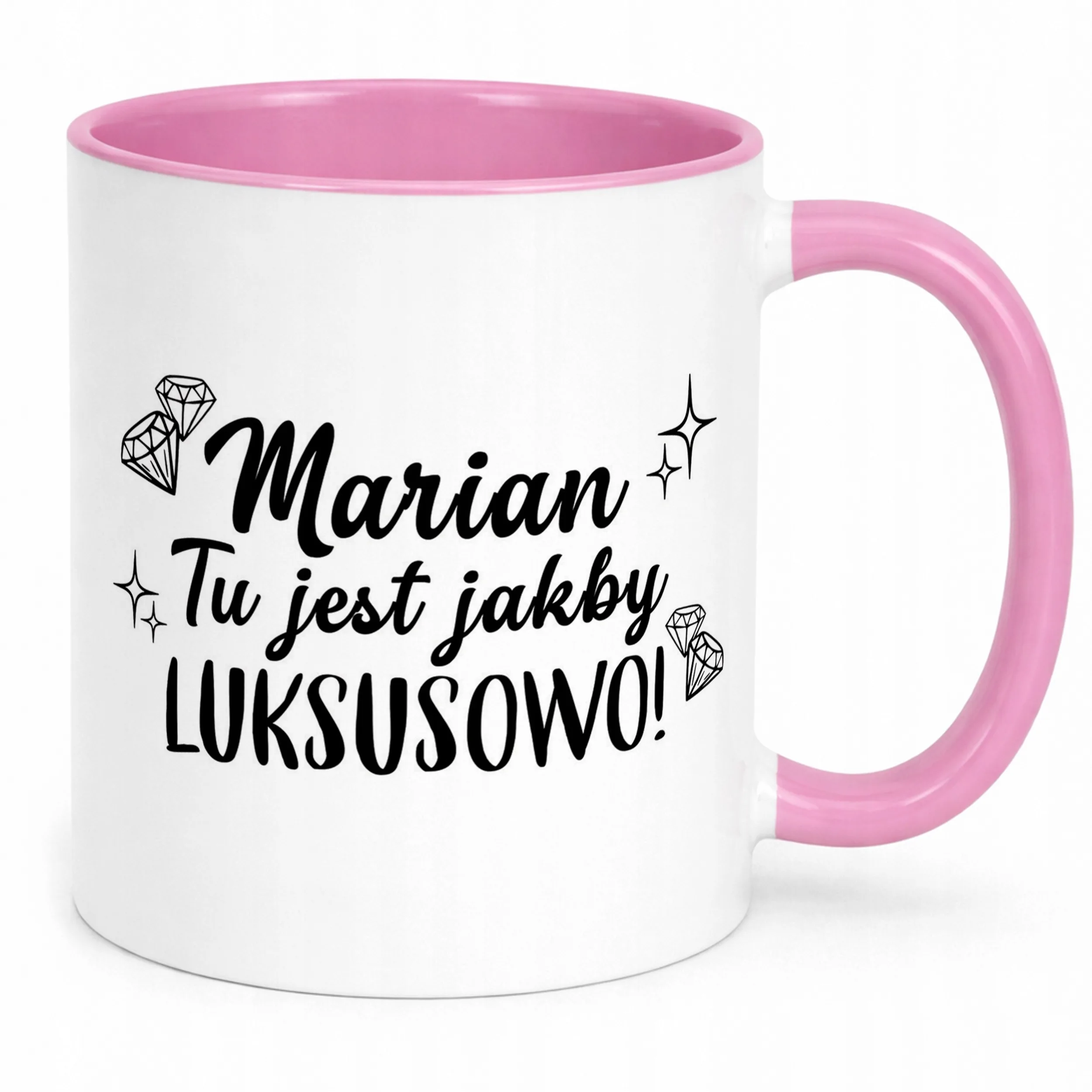 Kubek Różowy Marian Tu Jest Jakby Luksusowo Zabawny Prezent