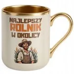 Kubek Premium Złoty Ecru Rolnik Dla Rolnika Traktor Zabawny Prezent