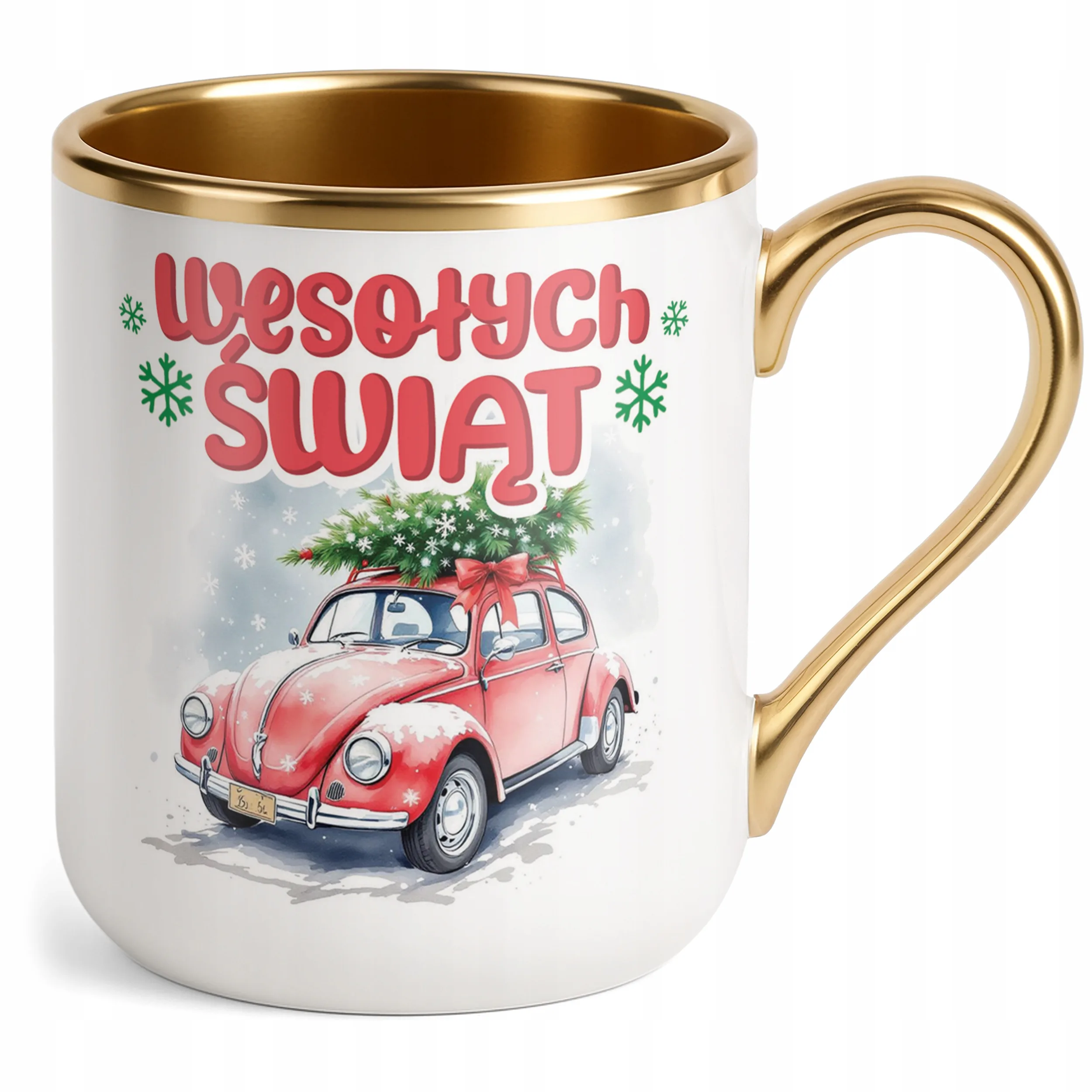 Kubek Premium Złoty Świąteczny Wesołych Świąt Boże Narodzenie
