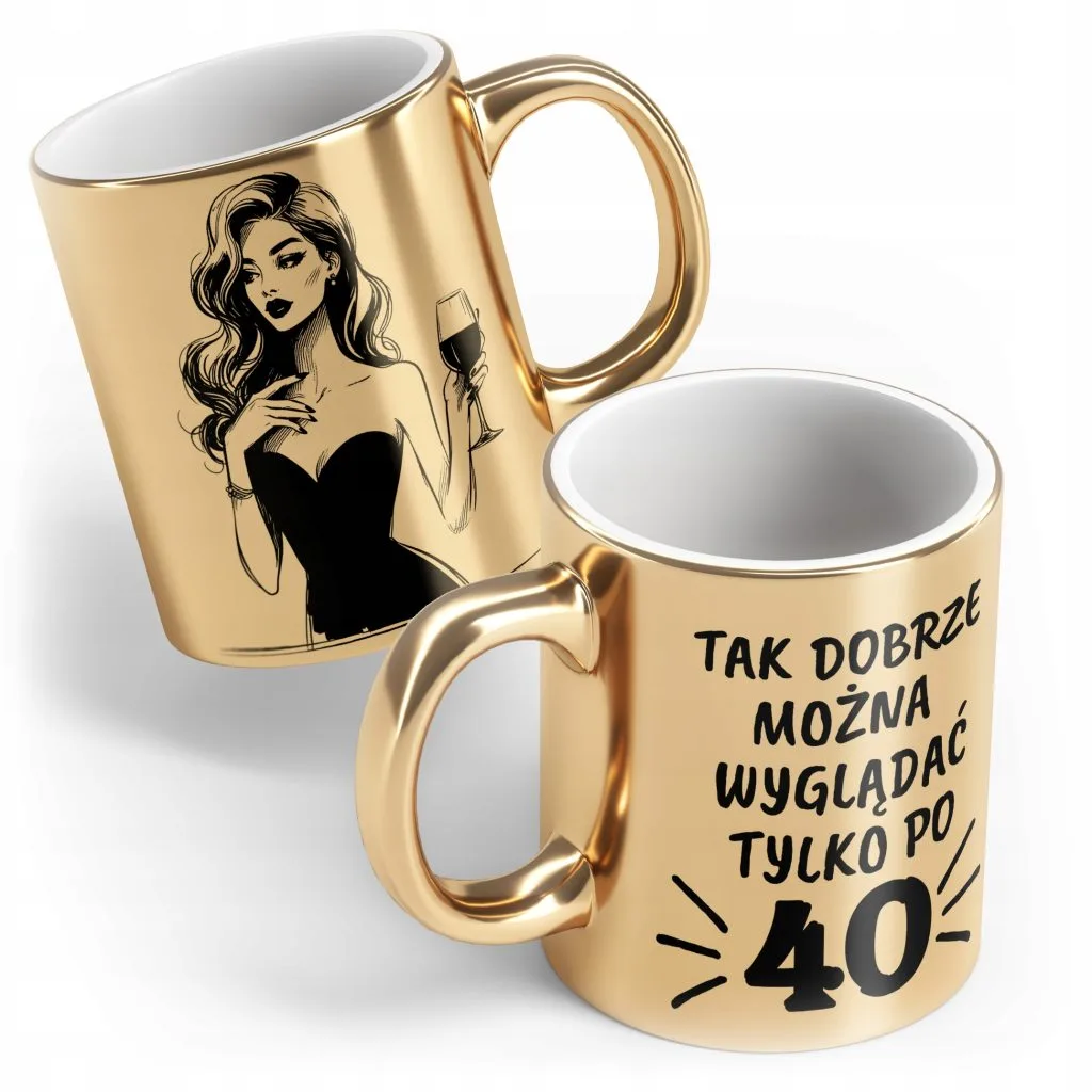Kubek Złoty ceramiczny 330 ml Tak dobrze można wyglądać Po 40 Na Urodziny