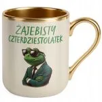 Kubek Premium Złoty Ecru Żajebisty 40 Dla Mężczyzny Urodziny Upominek