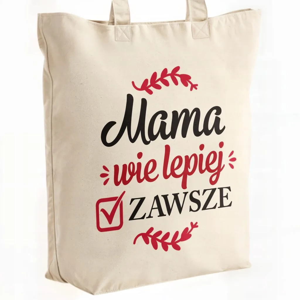 Torba bawełniana premium na zakupy Dzień Matki Prezent Mama Wie Lepiej
