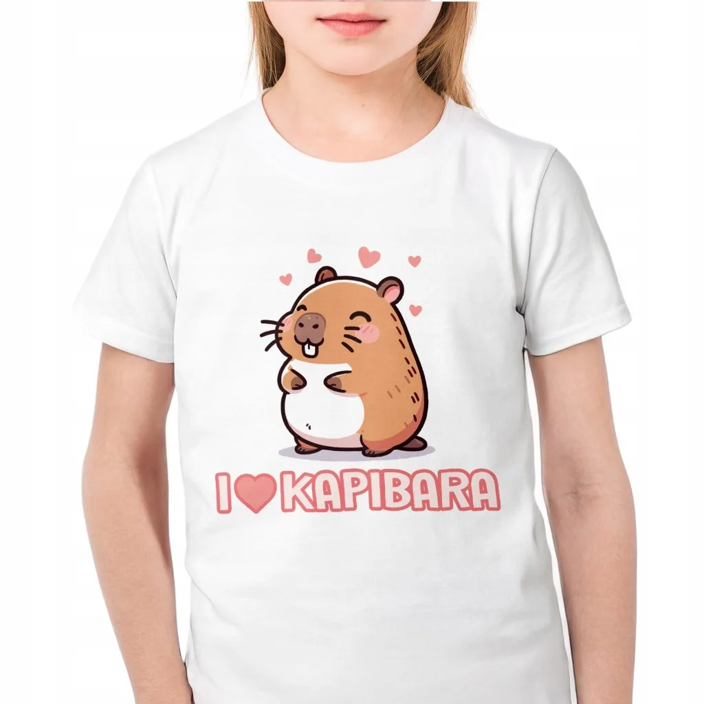 Koszulka biała dziecięca Kapibara Capybara Zwierzak