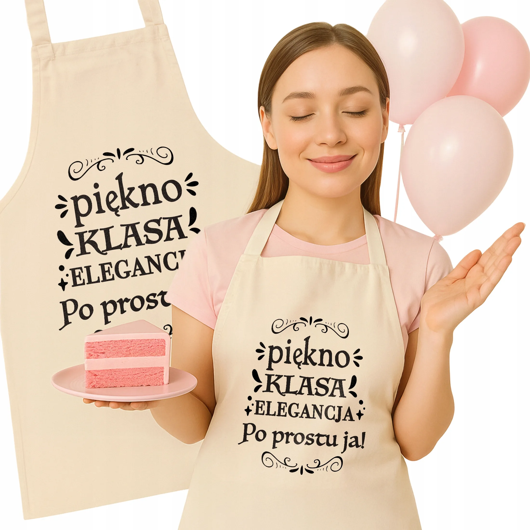 Bawełniany Fartuch Kuchenny Ecru Dzień Kobiet Prezent Z Nadrukiem Dla Niej