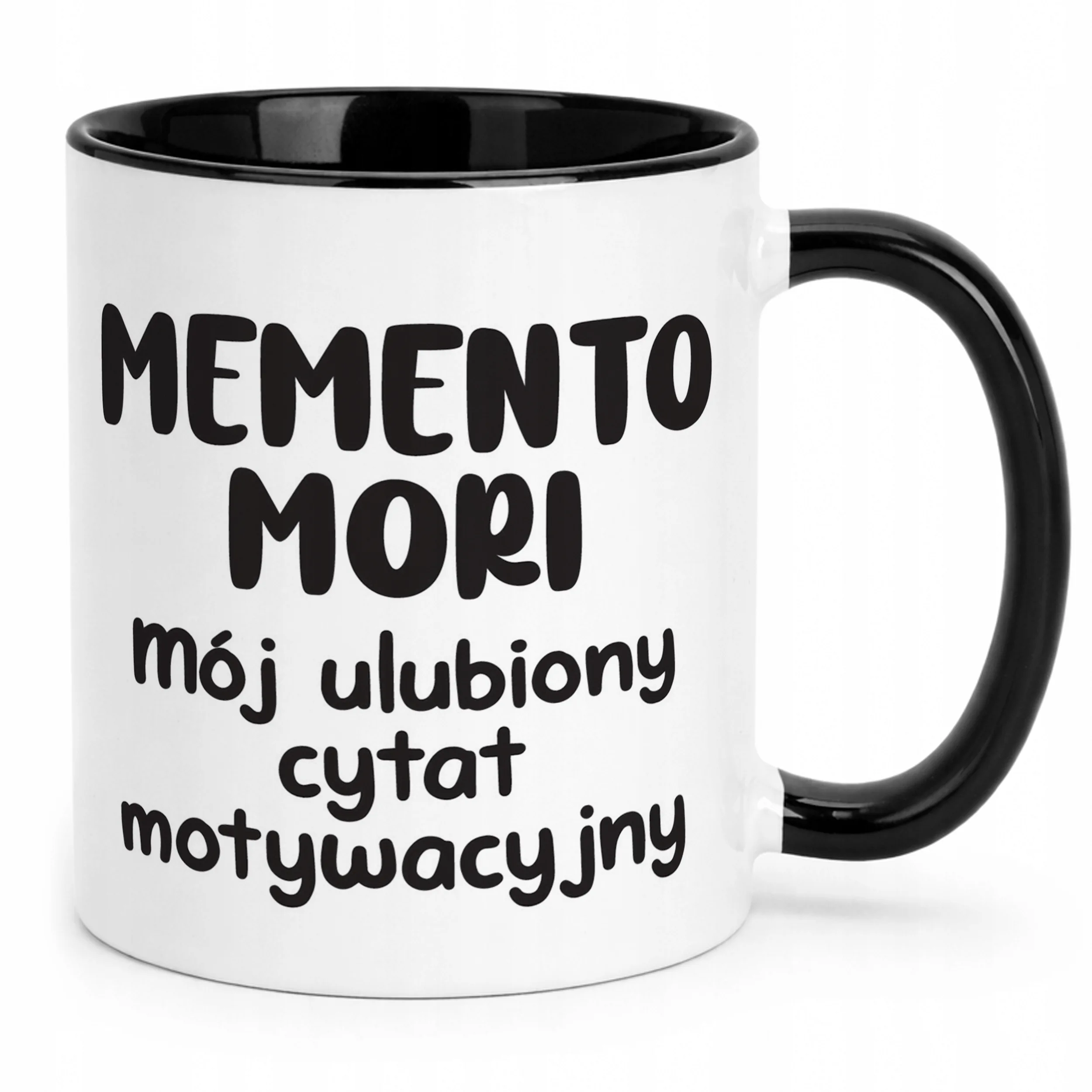 Kubek Czarny Memento Mori Cytat Motwywacyjny Śmieszny Zabawny Prezent