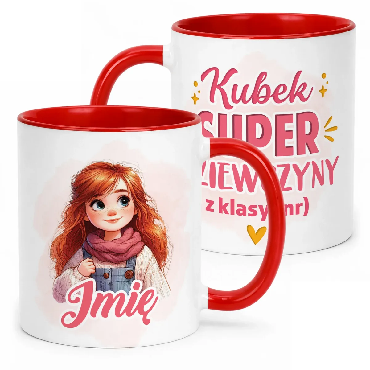 Kubek Czerwony Z Imieniem Klasa Dzień Kobiet Dla Dziewczynki Prezent