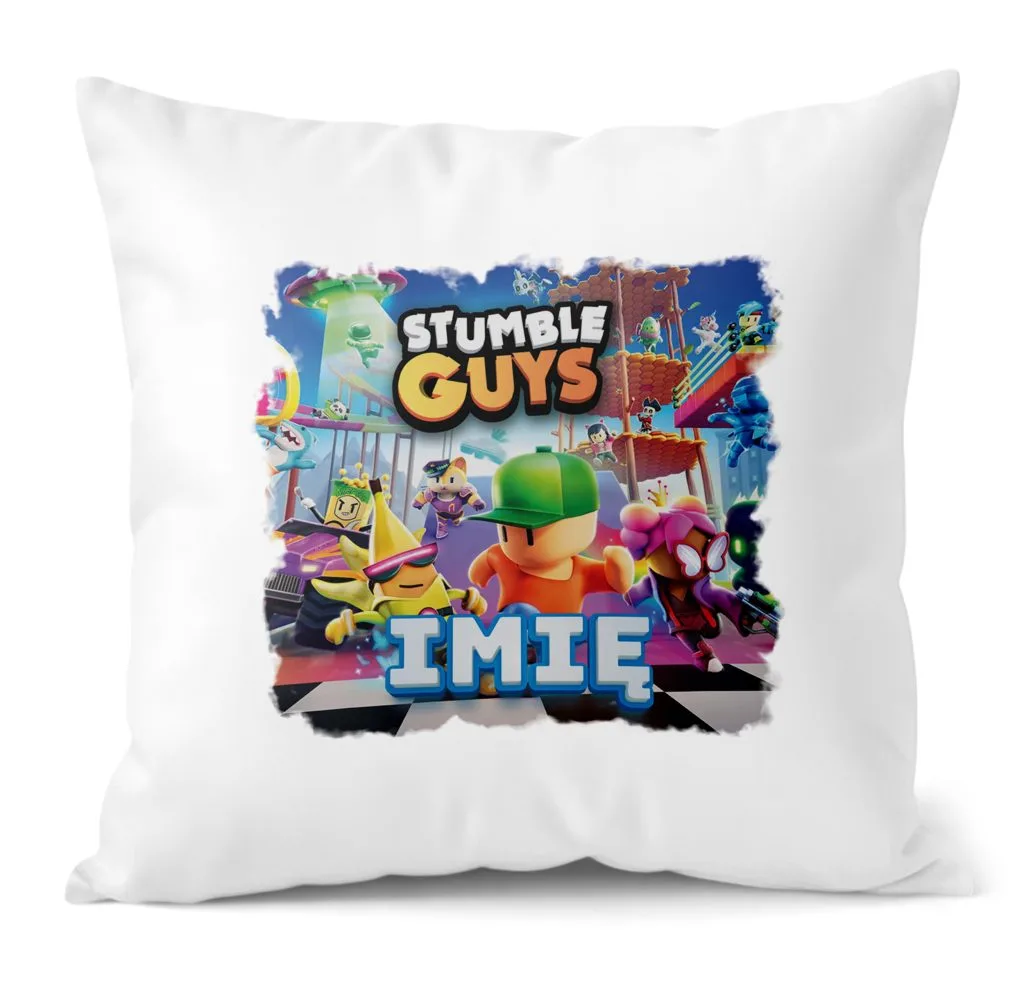 Poduszka 38×38 cm z Imieniem Stumble Guys dla Fanów i Graczy