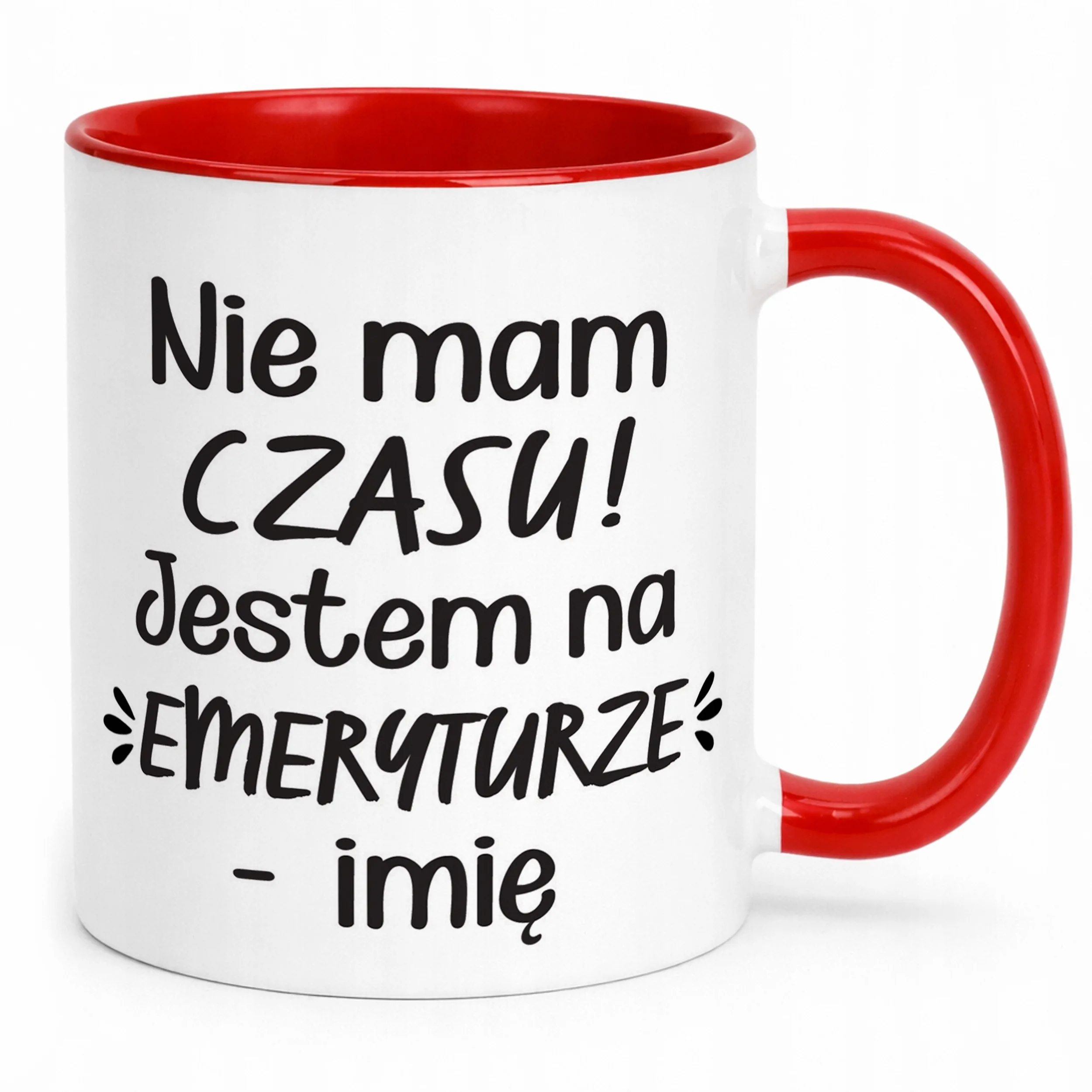 Kubek Czerwony Personalizowany z okazji Emerytury Dla Emeryta Emerytki