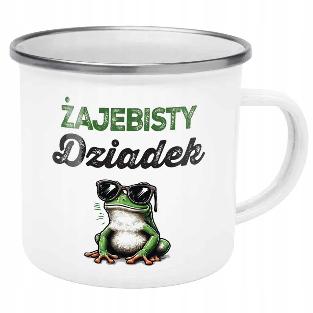 Emaliowany Kubek Garnuszek 300 ml Dzień Dziadka Prezent Żajebisty Dziadek