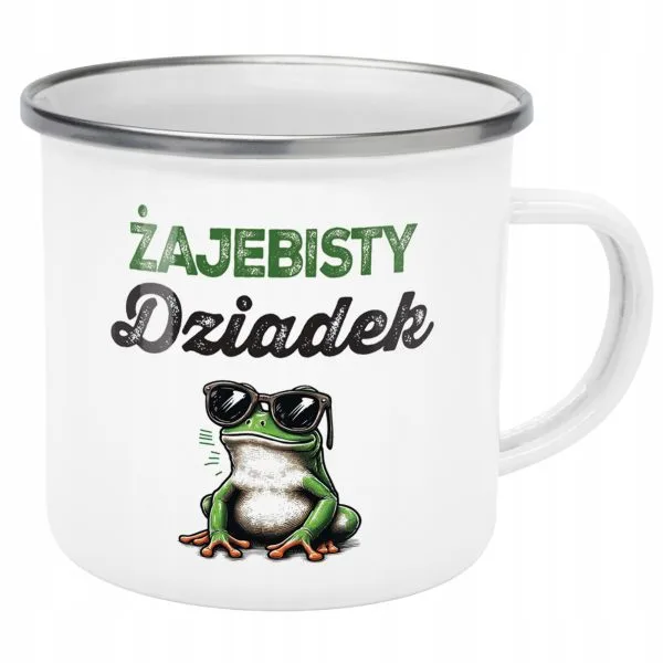 Emaliowany Kubek Garnuszek 300 ml Dzień Dziadka Prezent Żajebisty Dziadek
