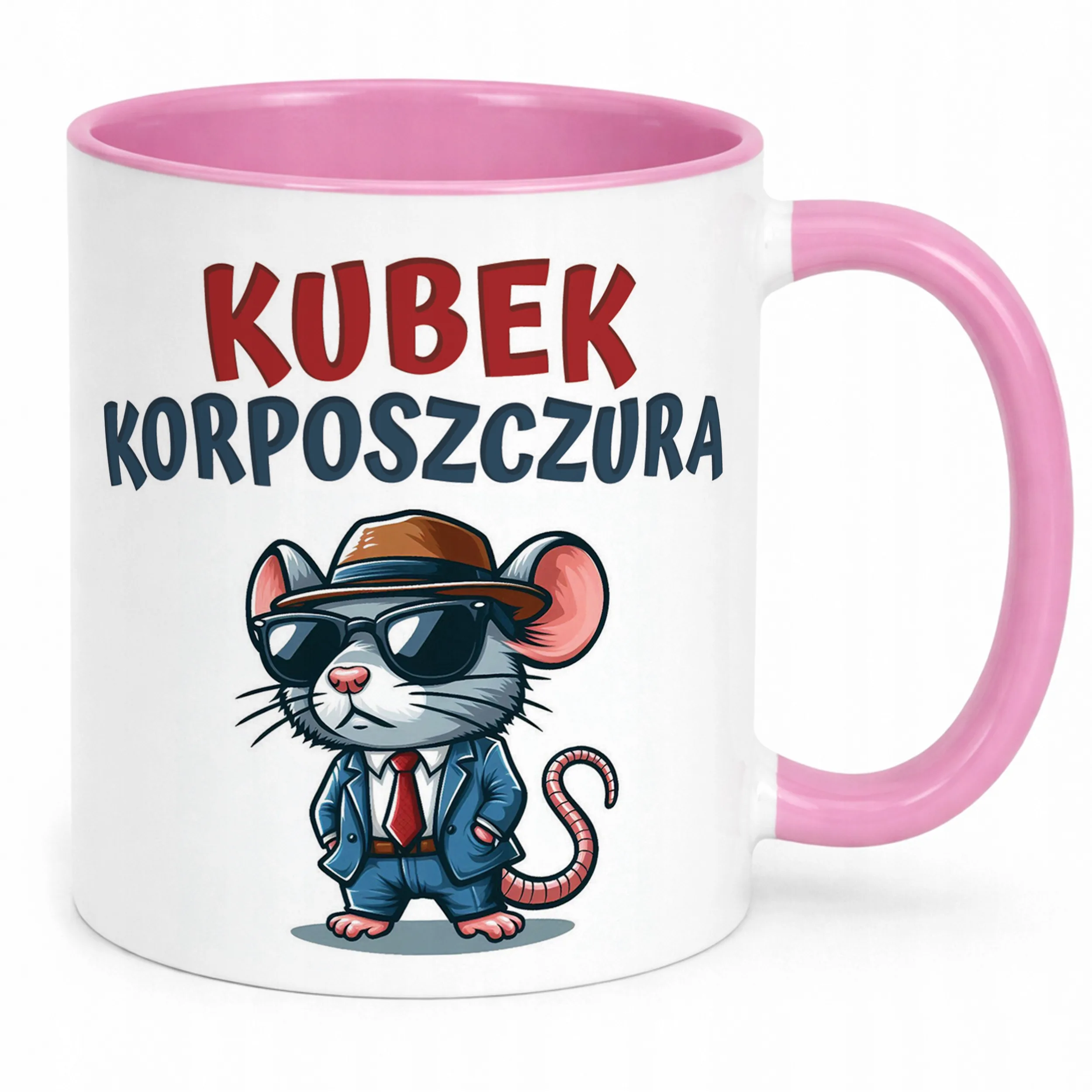 Kubek Różowy Kubek Korposzczura Praca Korporacja Zabawny Prezent