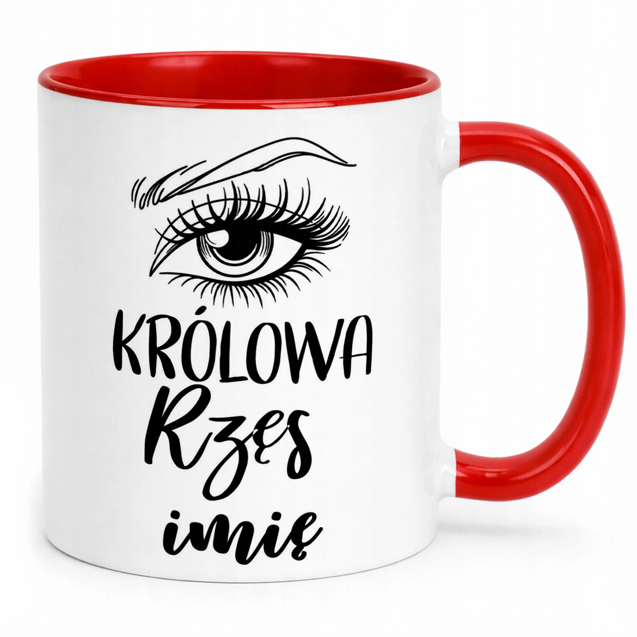Kubek Czerwony Personalizowany Królowa Rzęs Dla Stylistki Prezent