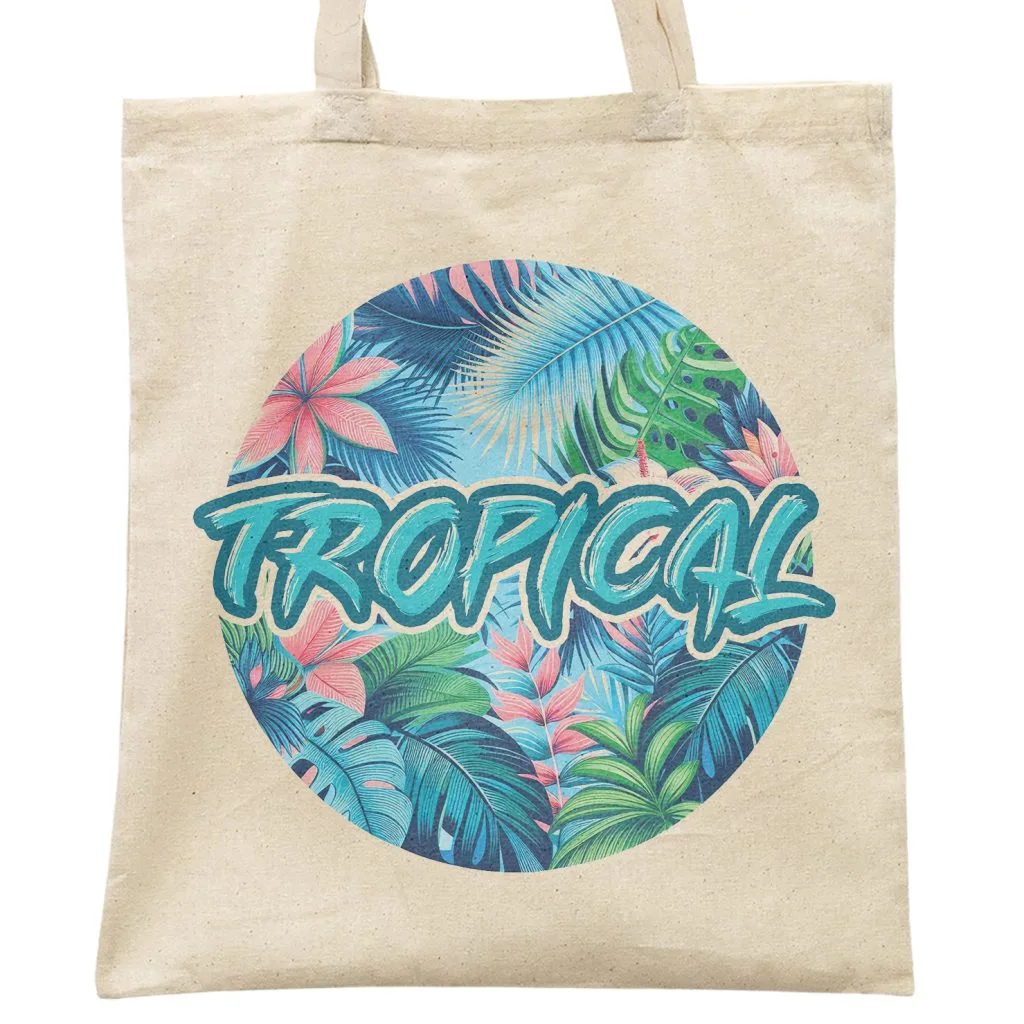 Torba bawełniana na zakupy TROPICAL Egzotyczny Motyw Monstera Palmy Kwiaty