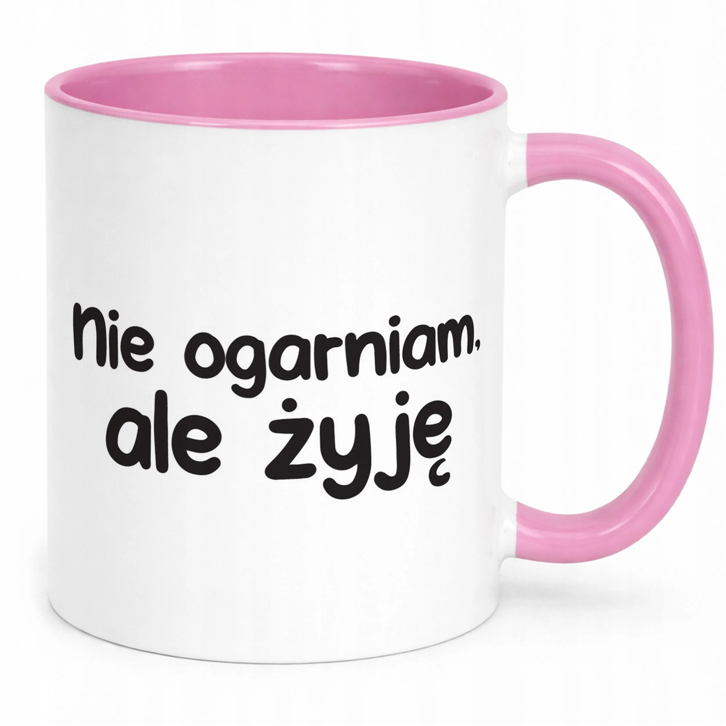 Kubek Różowy Nie Ogarniam Ale Żyję Śmieszny Zabawny Prezent