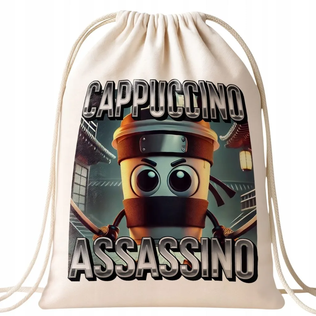 Plecak bawełniany Cappuccino Assassino viral tiktok brainrot
