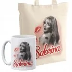 Zestaw torba bawełniana z dnem na zakupy + kubek Sabrina Carpenter
