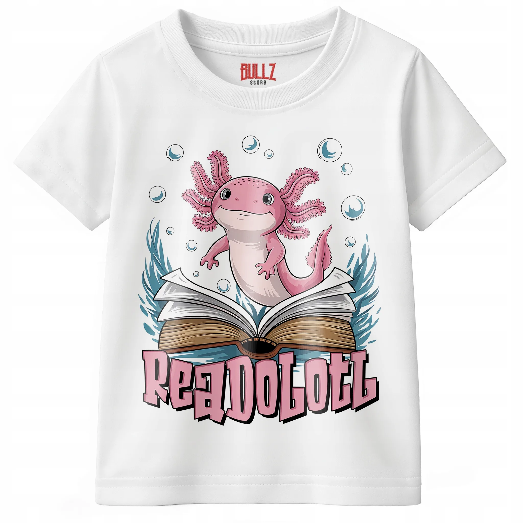 Koszulka dziecięca biała Aksolotl Axolotl Różowy Płaz Trend