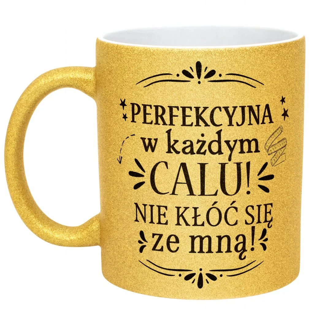 Złoty kubek brokatowy Dzień Kobiet Zabawny Prezent Upominek Dla Kobiety