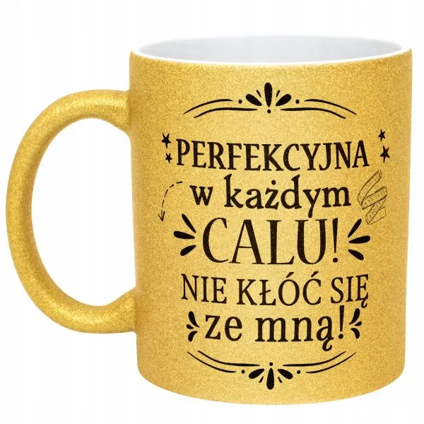 Złoty kubek brokatowy Dzień Kobiet Zabawny Prezent Upominek Dla Kobiety