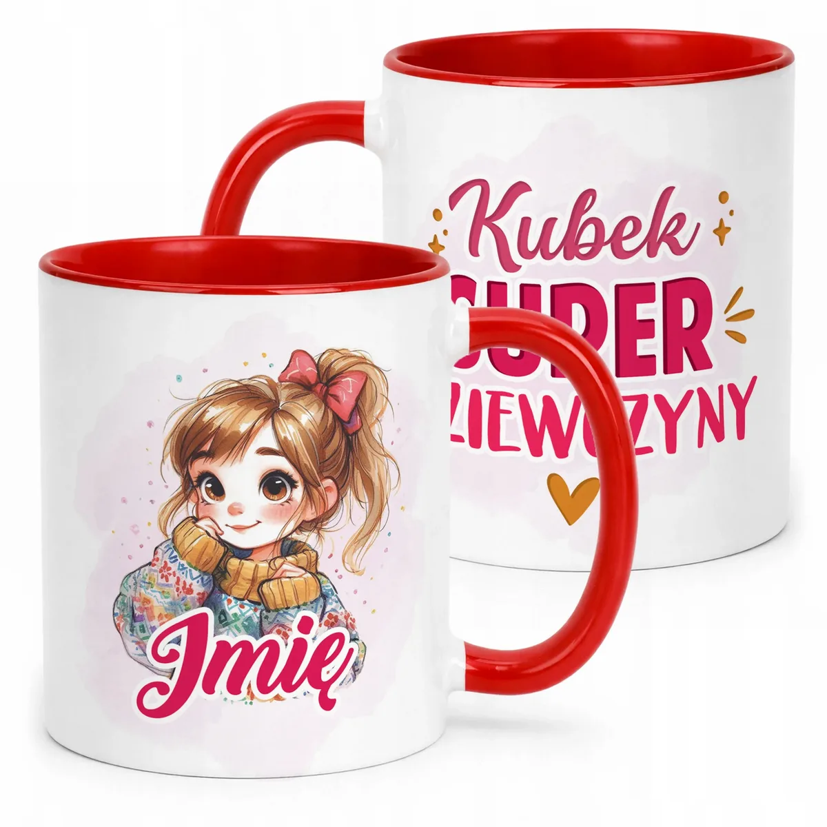 Kubek Czerwony Personalizowany Dzień Kobiet Dla Dziewczynki Prezent