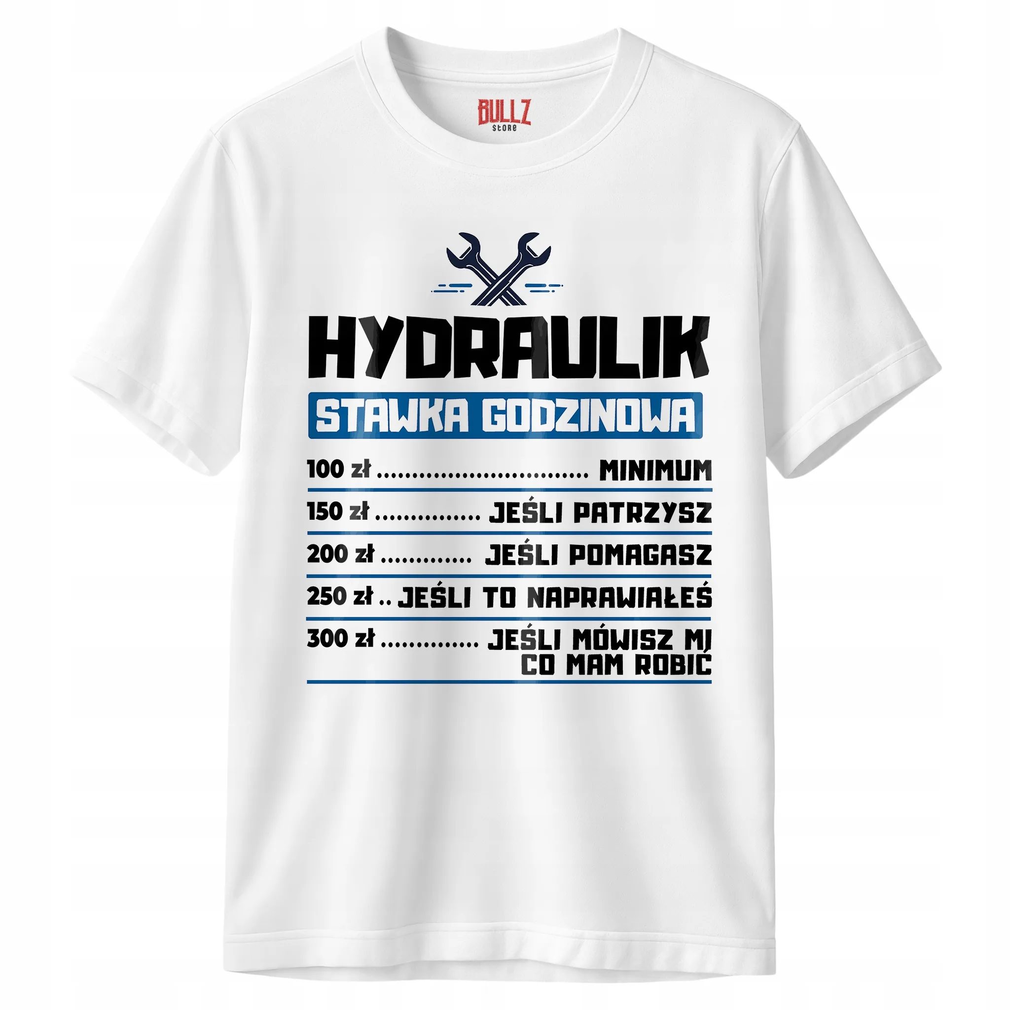 Koszulka biała męska Hydraulik Stawka Godzinowa Prezent
