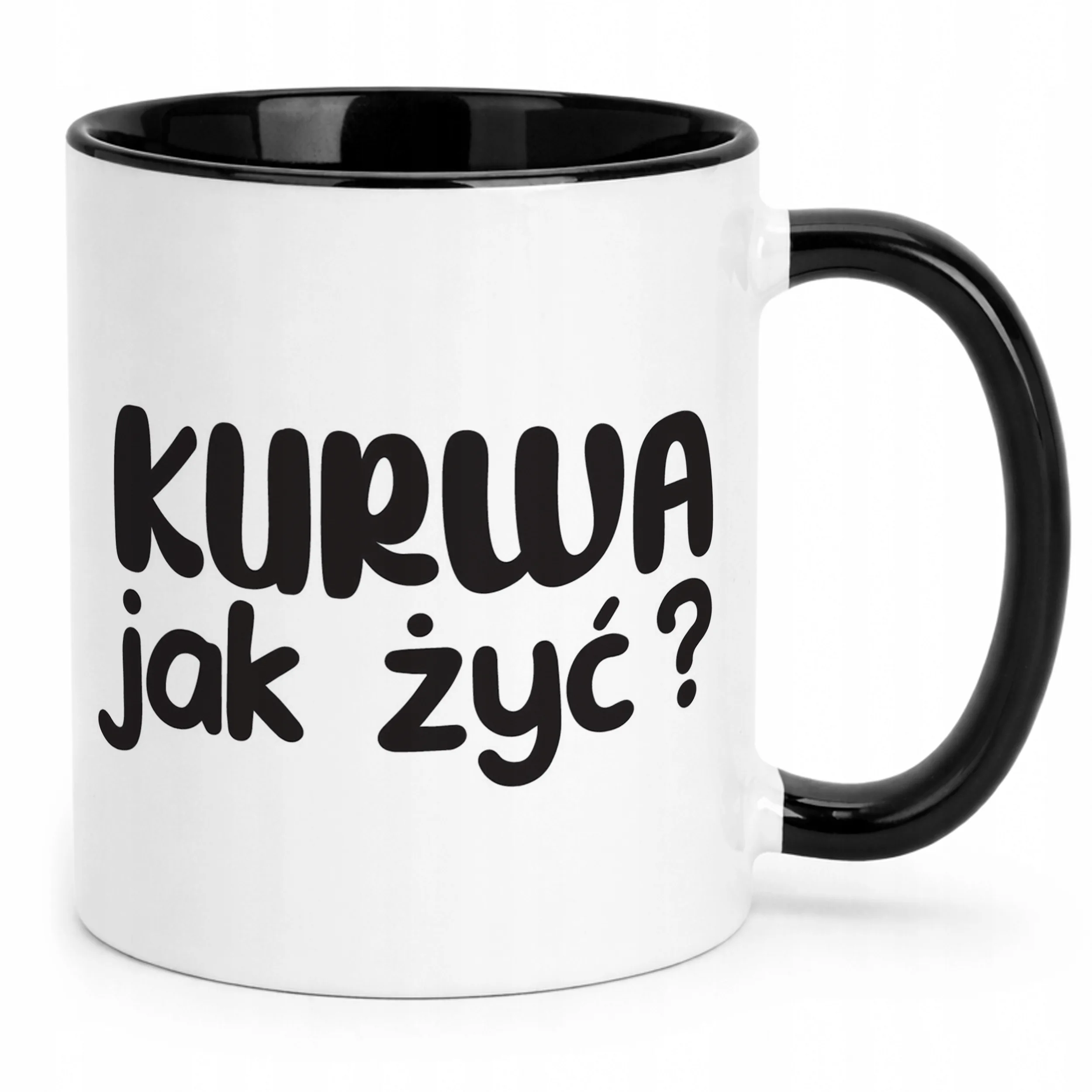 Kubek Czarny Ku**a Jak Żyć Śmieszny Zabawny Prezent