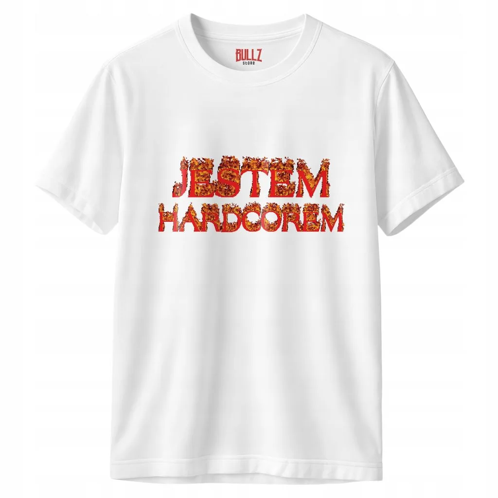 Koszulka biała męska Jestem Hardcorem Memy
