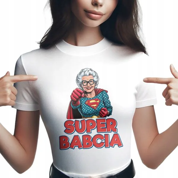 Koszulka Damska T-shirt Na Dzień Babci Prezent Super Babcia