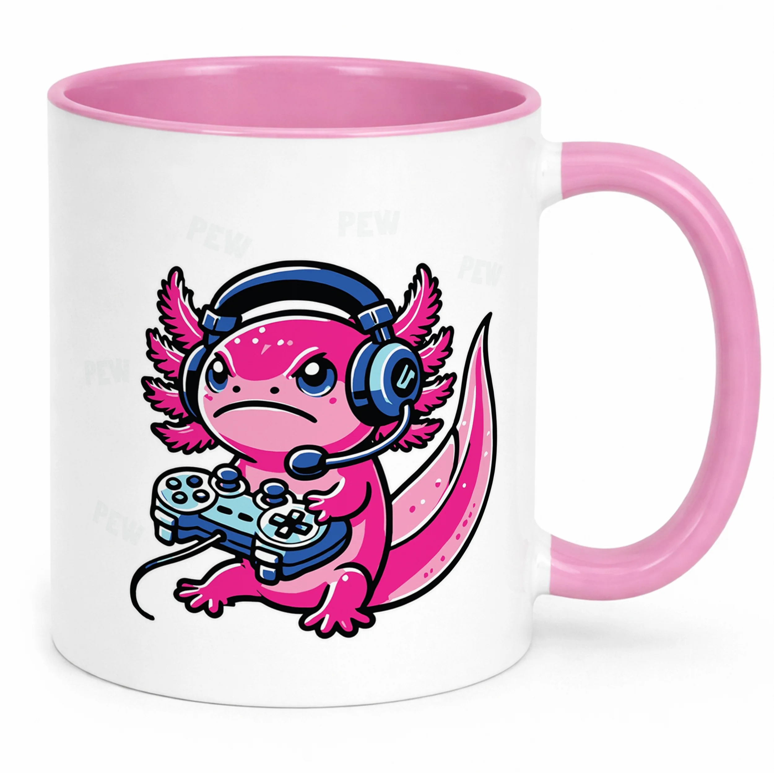 Różowy kubek prezentowy 330ml Aksolotl Axolotl Różowy Zwierzak Trend Viral
