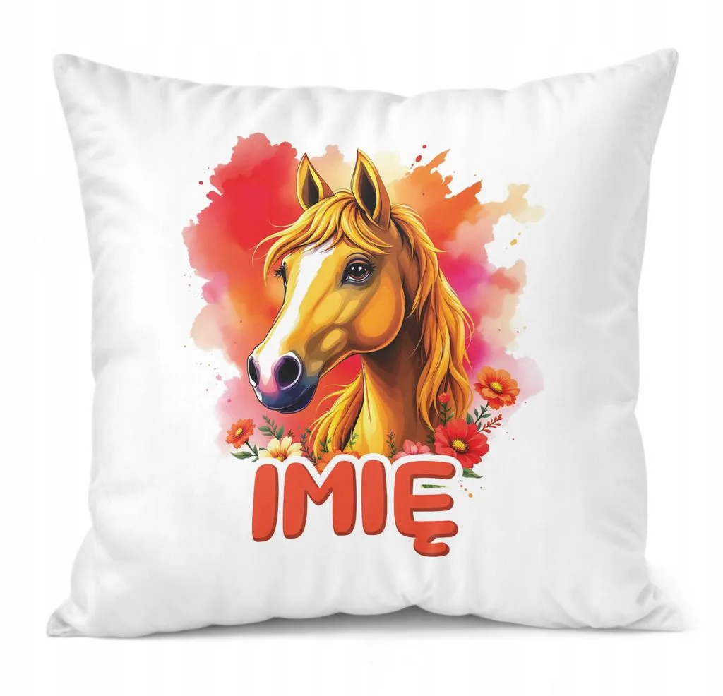 Poduszka 38x38cm Personalizowana Z Koniem Koń Słodki Dla Dzieci