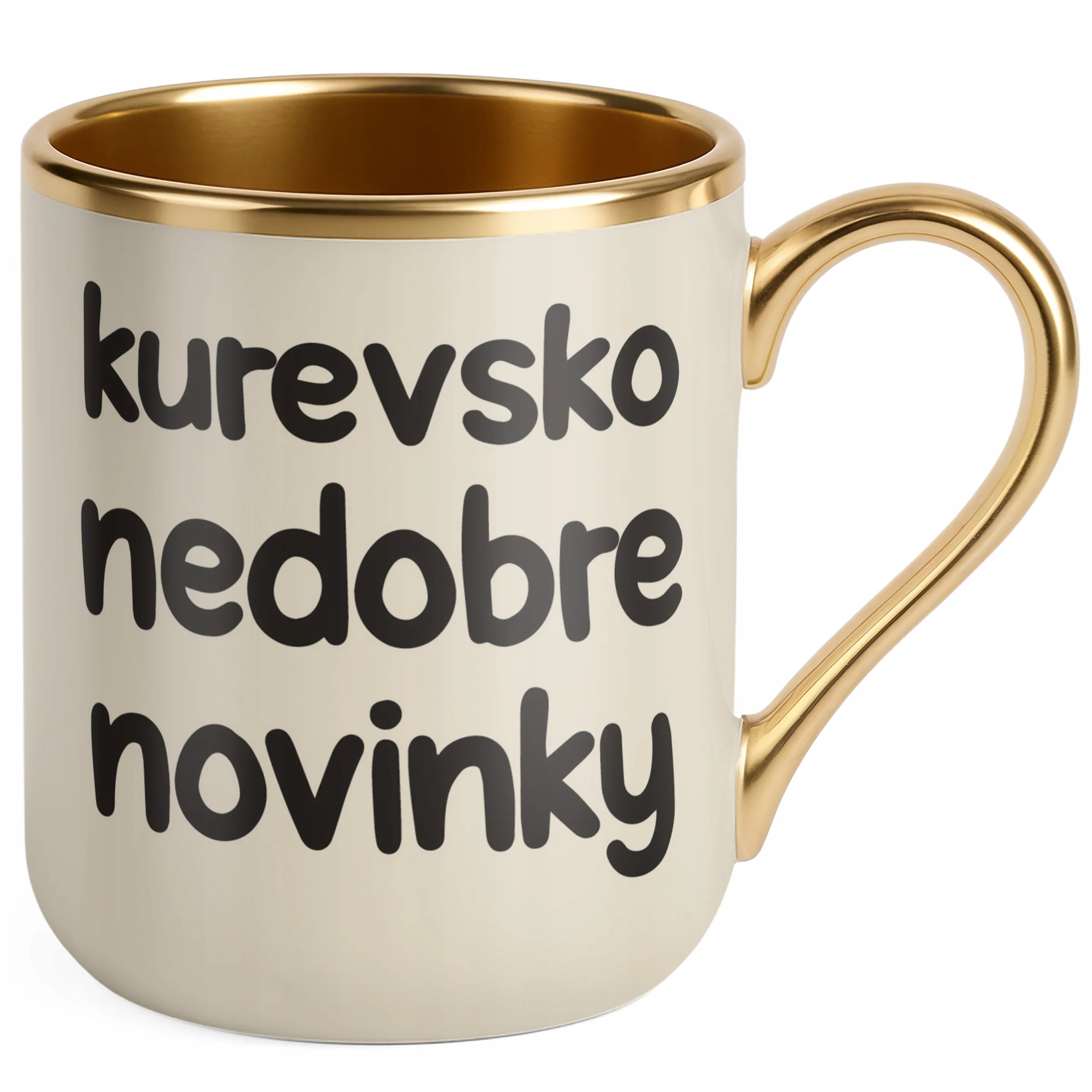 Kubek Premium Złoty Ecru Ku**vsko Nedobre Novinky Śmieszny Zabawny