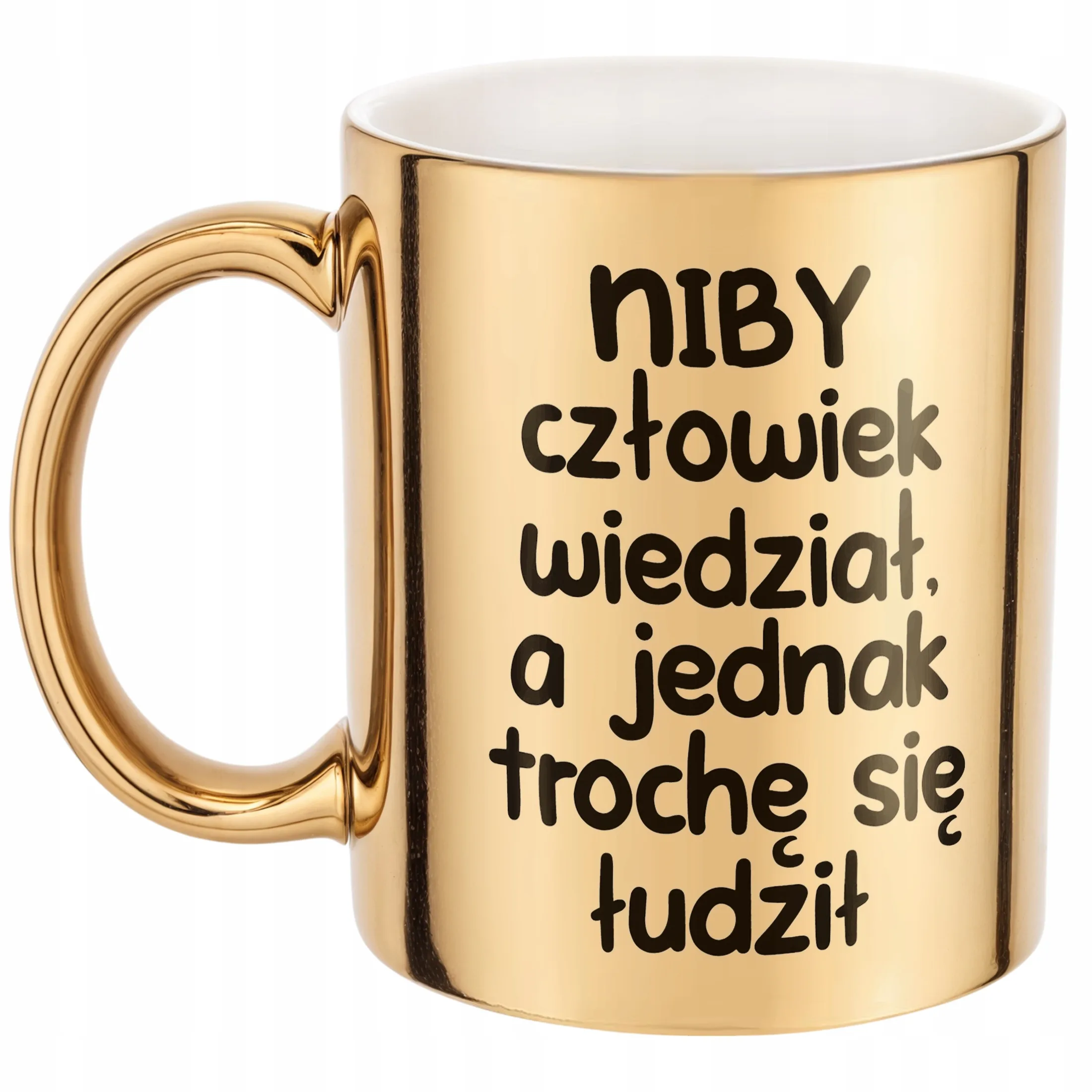 Złoty Kubek Niby Człowiek Wiedział Śmieszny Zabawny Prezent