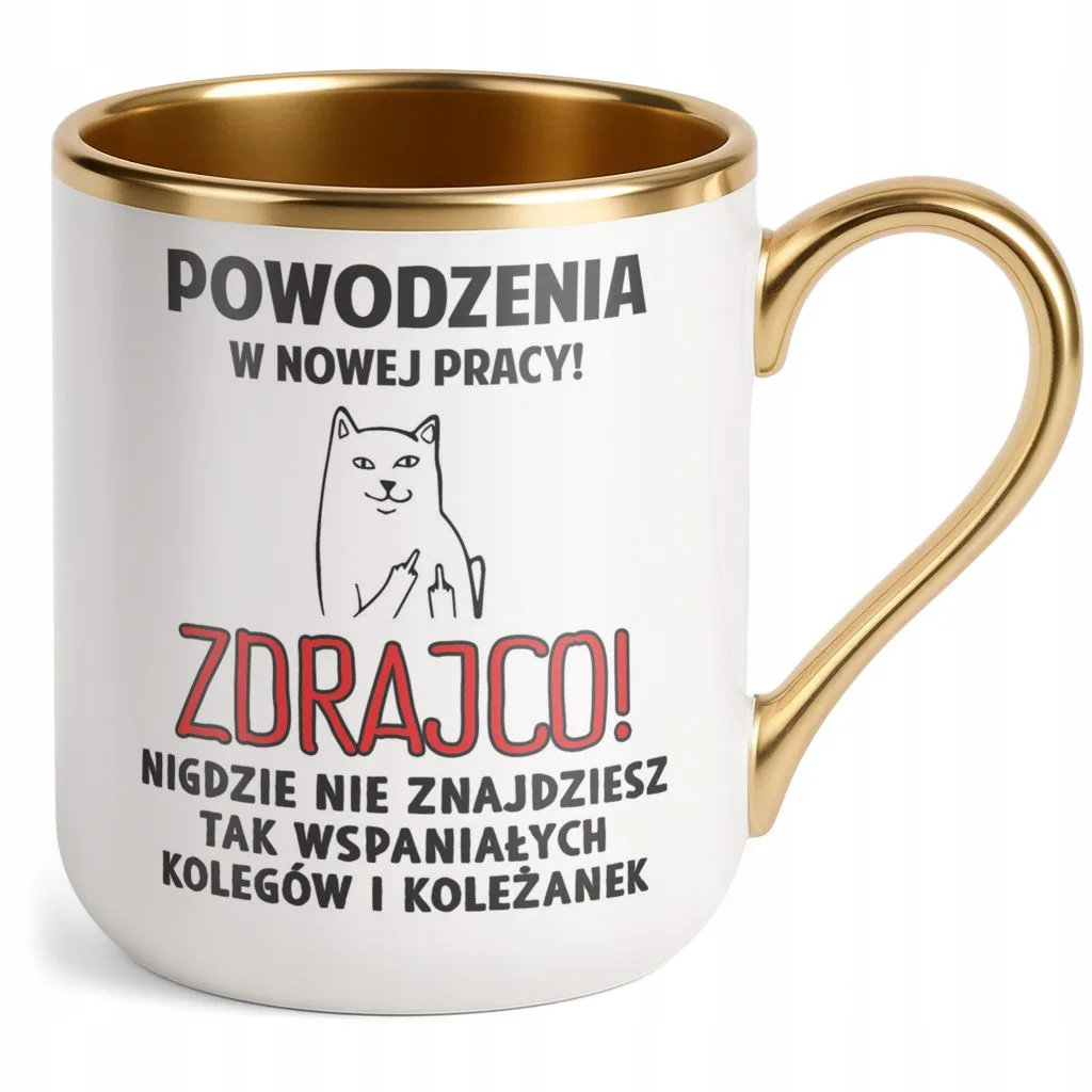 Kubek Premium Złoty Na Pożegnanie Odejście z Pracy Zabawny Prezent