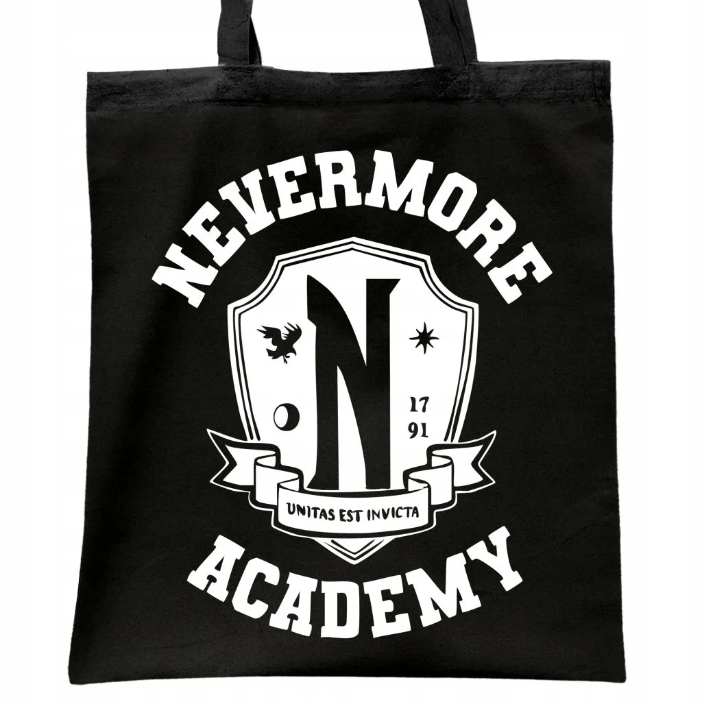 Torba bawełniana czarna na zakupy Nevermore Wednesday Dla Fanów