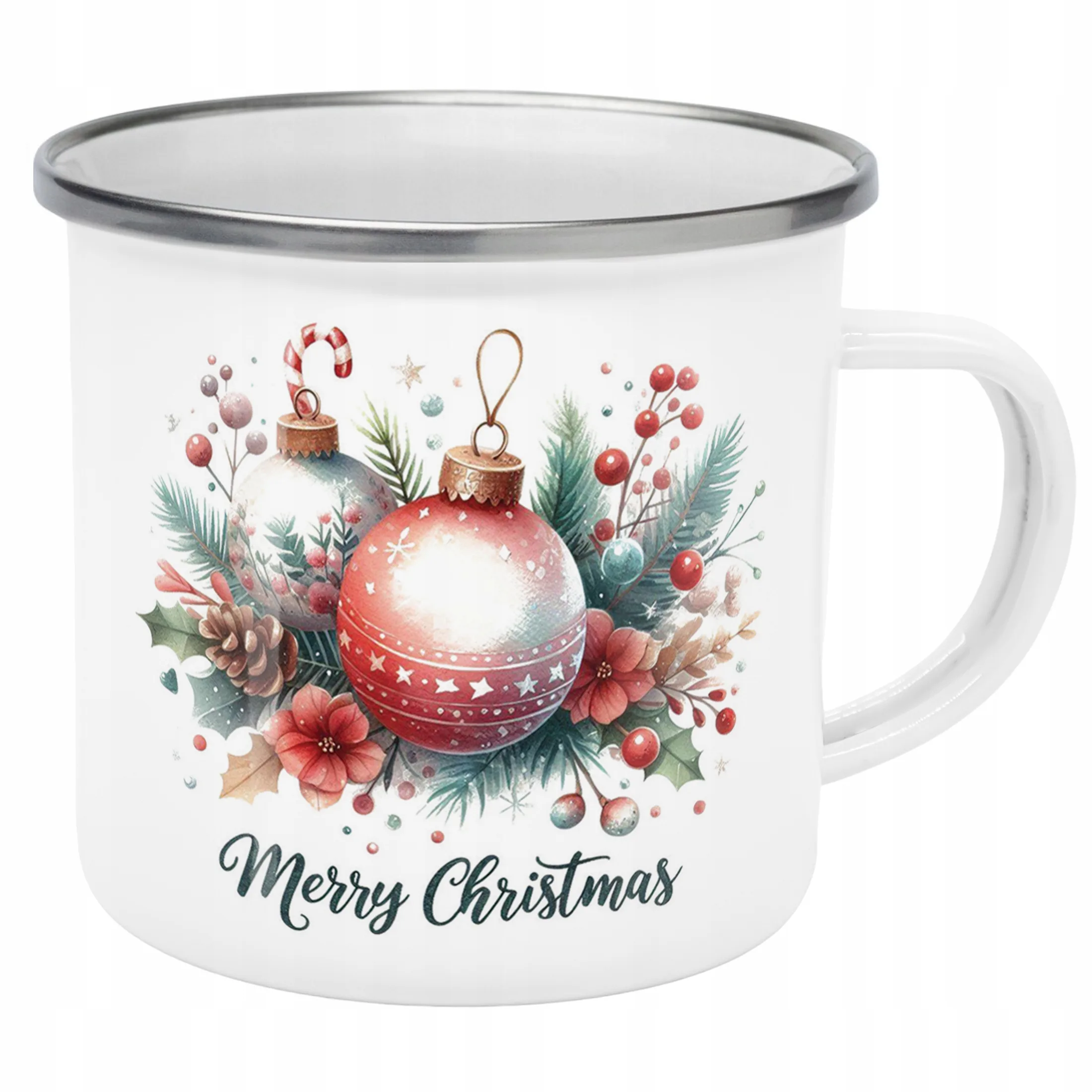 Emaliowany Kubek Garnuszek Świąteczny Merry Christmas Boże Narodzenie