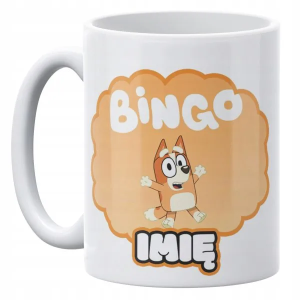 Kubek ceramiczny Bluey Bingo Personalizowany z Imieniem Prezent Dla Dziecka