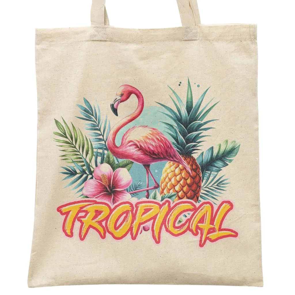 Torba bawełniana na zakupy TROPICAL Egzotyczny Motyw Flaming Ananas Kwiaty