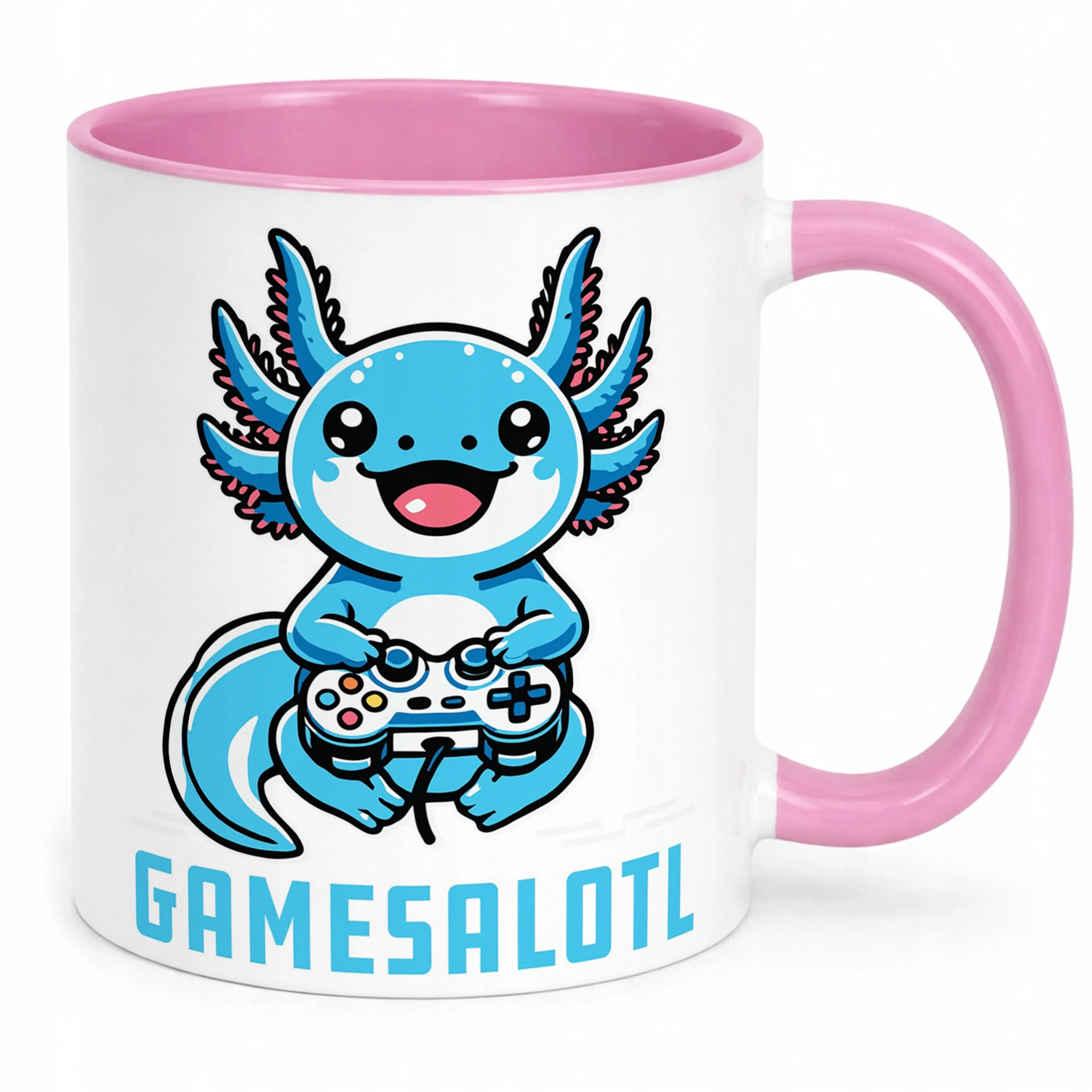 Duży różowy kubek dla dziewczynki Aksolotl Axolotl Mine craft Różowy HIT