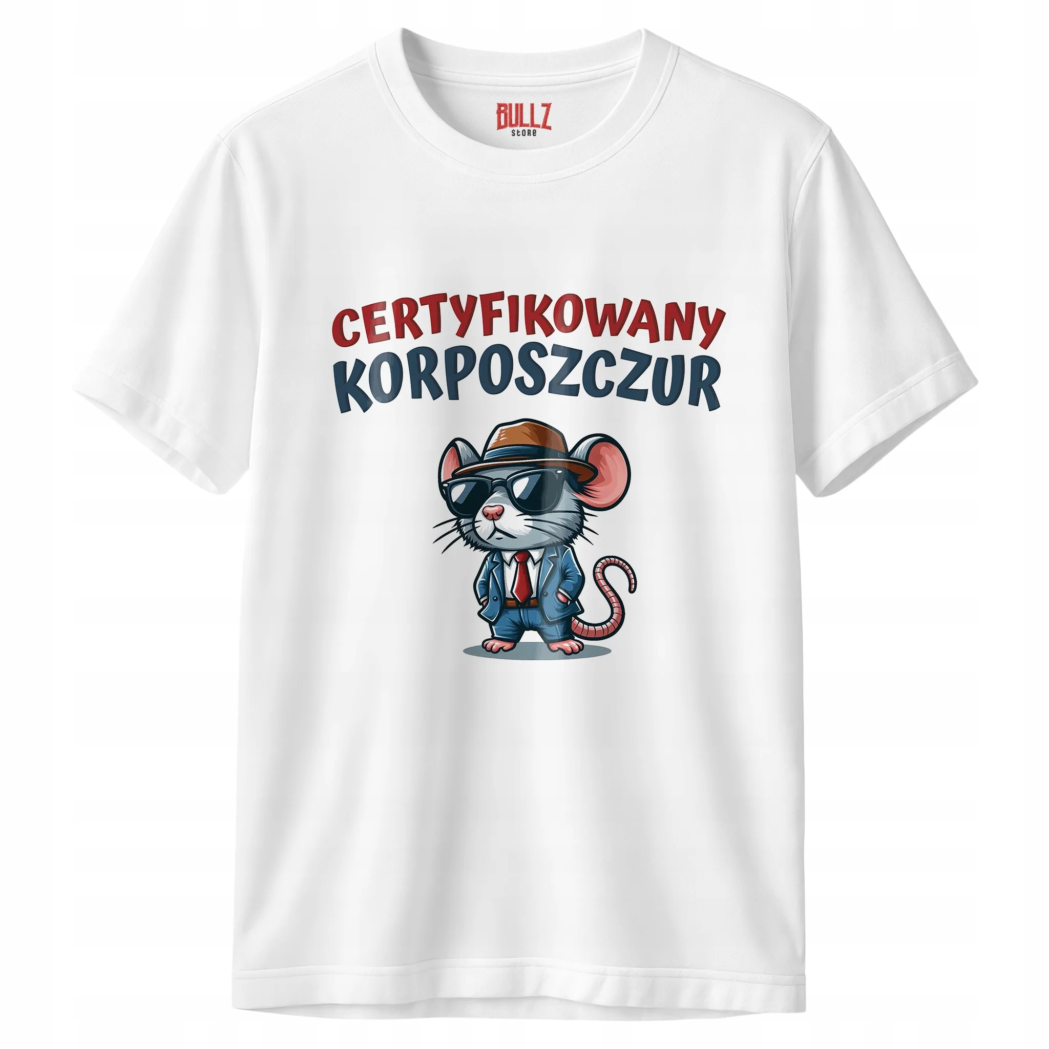 Koszulka biała męska Certyfikowany Korposzczur Zabawny Prezent r. 3XL
