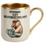Kubek Premium Złoty Ecru Janusz Nosacz Kawa Zabawny Prezent