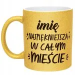 Złoty kubek brokatowy personalizowany Dzień Kobiet Prezent Upominek