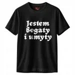 Koszulka czarna męska 1670 Jestem Bogaty i Umyty r. 3XL