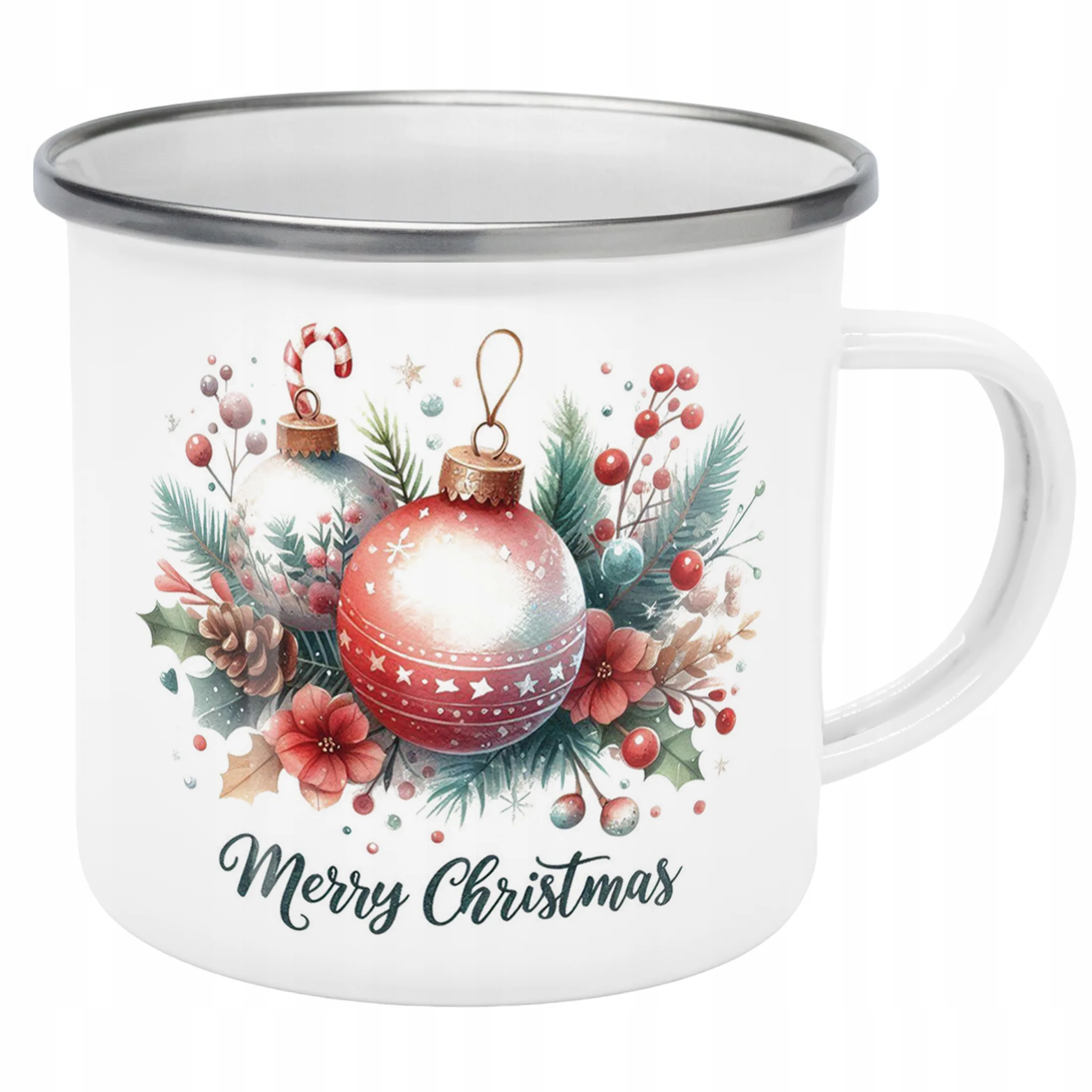 Emaliowany Kubek Garnuszek Świąteczny Merry Christmas Boże Narodzenie