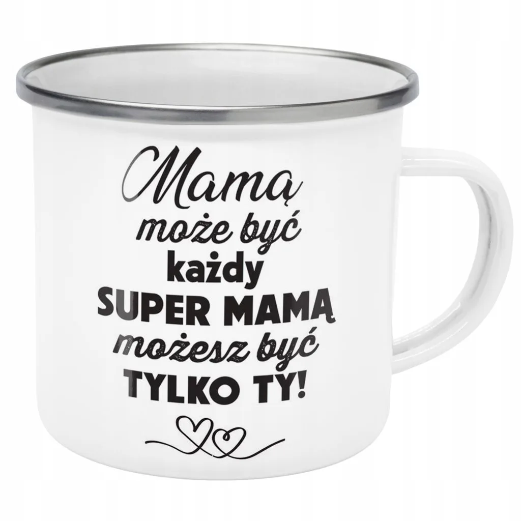 Emaliowany Kubek Garnuszek Dzień Matki Dla Mamy Prezent Super Mama