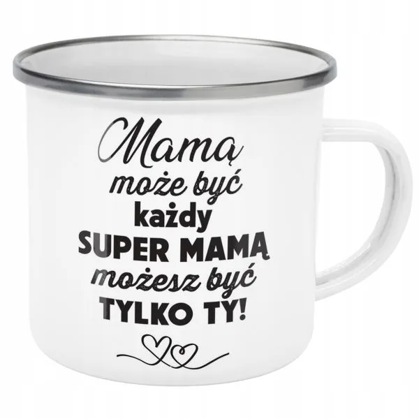 Emaliowany Kubek Garnuszek Dzień Matki Dla Mamy Prezent Super Mama
