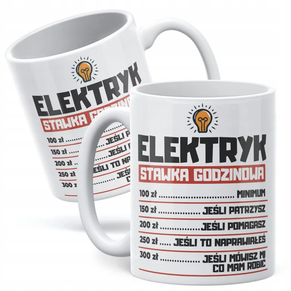 Kubek ceramiczny Elektryk Stawka Godzinowa Zabawny Prezent Upominek